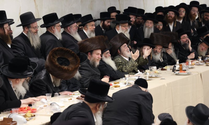 הניגון והרמז בשמחת האירוסין לנכדת האדמו"ר מויז'ניץ | צפו בגלריה