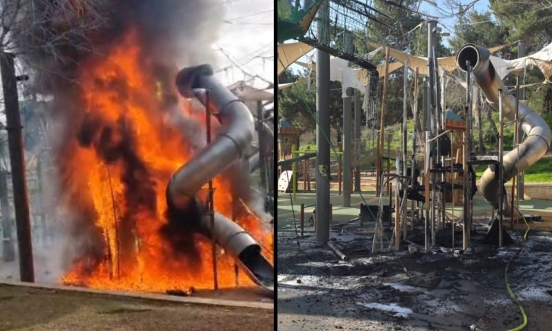 צפו: הפארק הכי מוכר בירושלים עלה בלהבות - כך נתפס החשוד בהצתה 