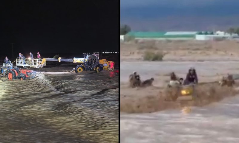 כמעט אסון בערבה: עובדים נסחפו בנחל &ndash; כולם חולצו בשלום