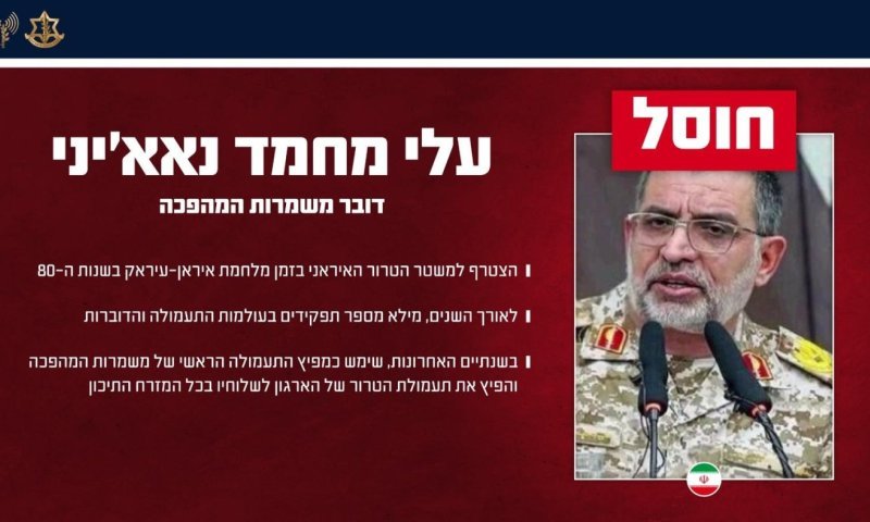 "דמות מרכזית במערך התעמולה": זה דובר משמרות המהפכה שחוסל 