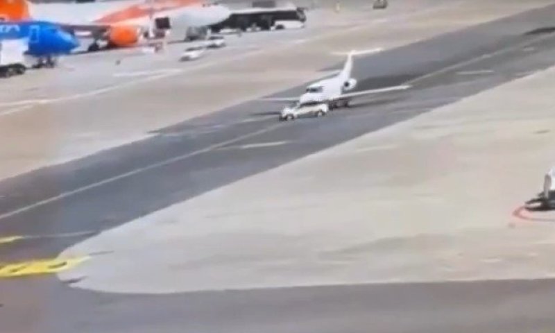 תקרית חריגה על המסלול במילאנו: מכונית שירות התנגשה במטוס פרטי
