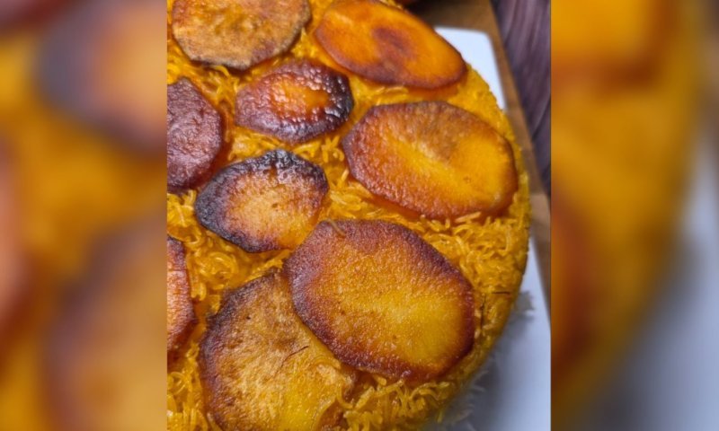 מתכון לאורז פרסי אמיתי עם פרוסות תפוחי אדמה - תַהְדִיג