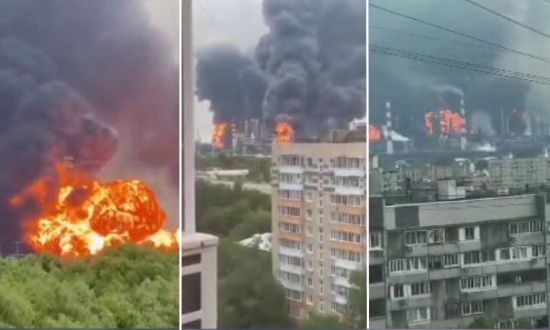 פיצוצים עזים ושריפת ענק בבית זיקוק: אוקראינה תקפה בקרסנודר