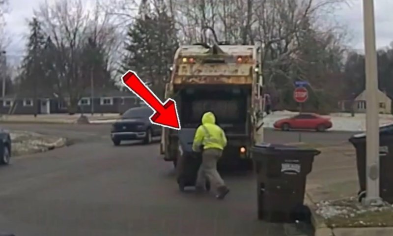 דרמה באוהיו: מבוקש נתפס בתוך פח אשפה רגע לפני פינויו