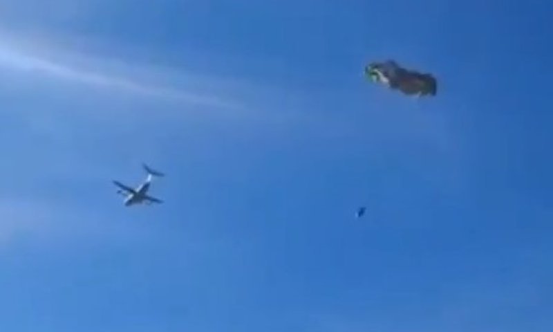 תיעוד מביך: ניסיון ההצנחה של הצבא הספרדי הסתיים בהתרסקות