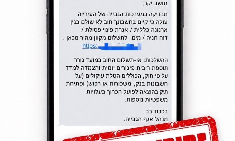 התראת עוקץ: קיבלתם דרישת תשלום מהעירייה? אל תלחצו על הקישור