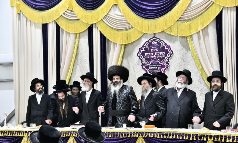 בחצר זוטשקא חגגו סיום מסכת בשילוב יום ההצלה של ה'נחל יצחק'