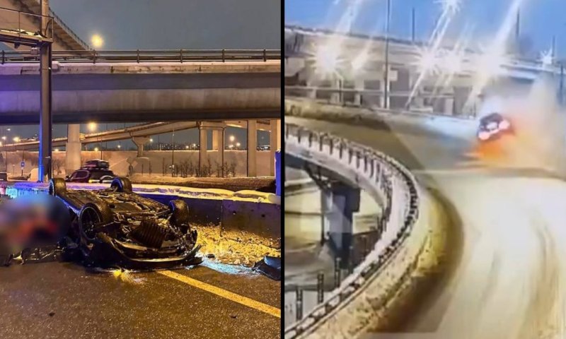 איבד שליטה ונפל מהגשר: תאונה חריגה בלב מוסקבה