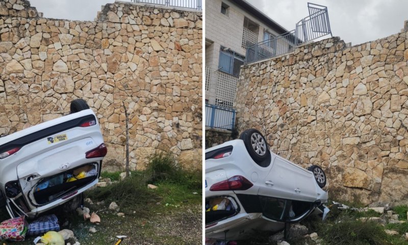 רכב נפל מגובה במבשרת ציון, אישה חולצה במצב בינוני