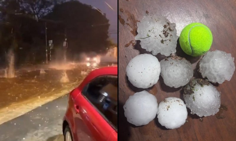 מזג אוויר קיצוני: ברד ענק בגודל כדורי טניס וגשמים עזים הציפו את פרגוואי