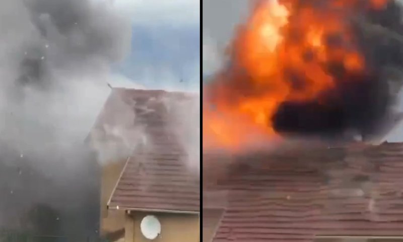 תיעוד דרמטי: רגע הנפילה והפיצוץ העז בקיבוץ משגב עם